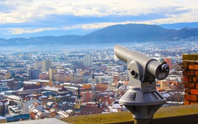 Vue sur les collines sur la ville de Graz en Autriche